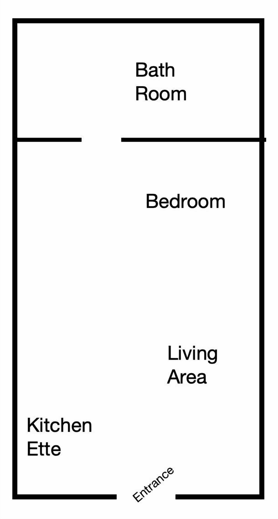 Studio is 12x24.   Dainty, but everything you will need.
