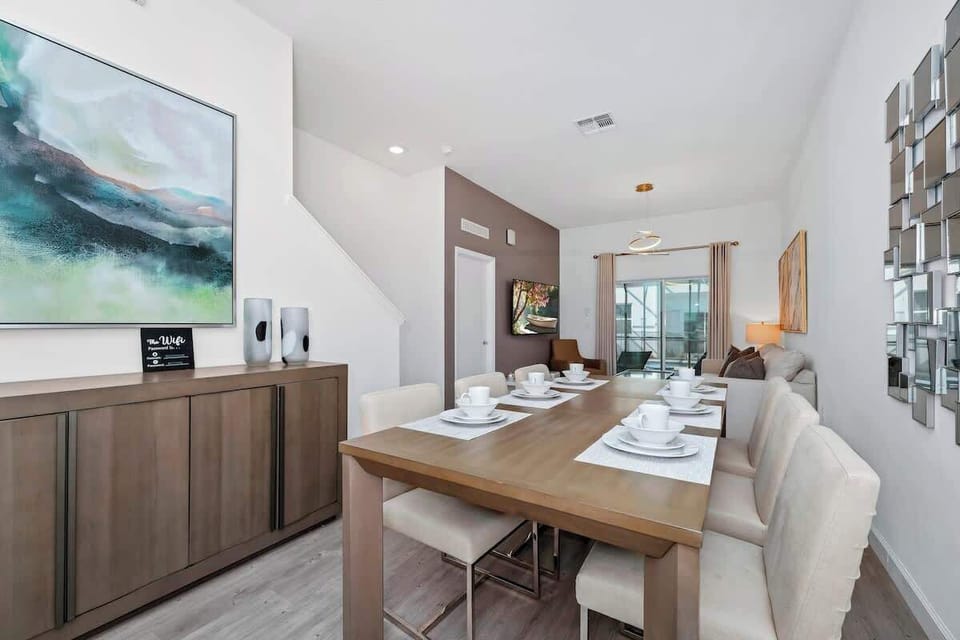 Gather around the spacious dining table for family meals and game nights!