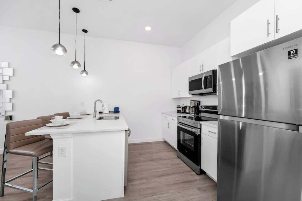 A fully stocked kitchen with all the appliances you need to whip up delicious meals!