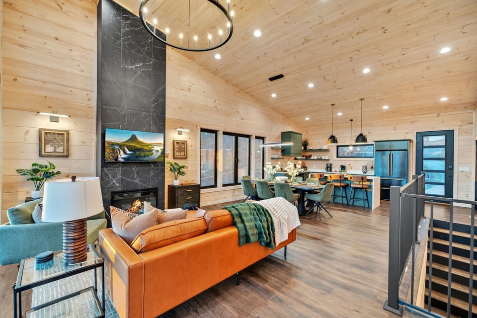 Open concept living room/kitchen area.