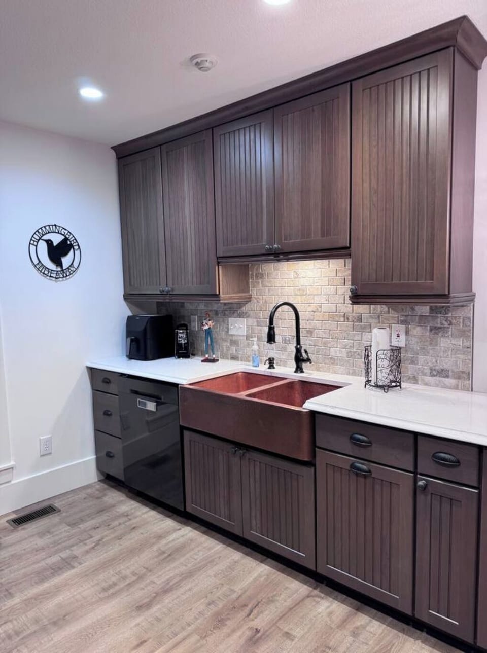 Double copper sink and additional storage