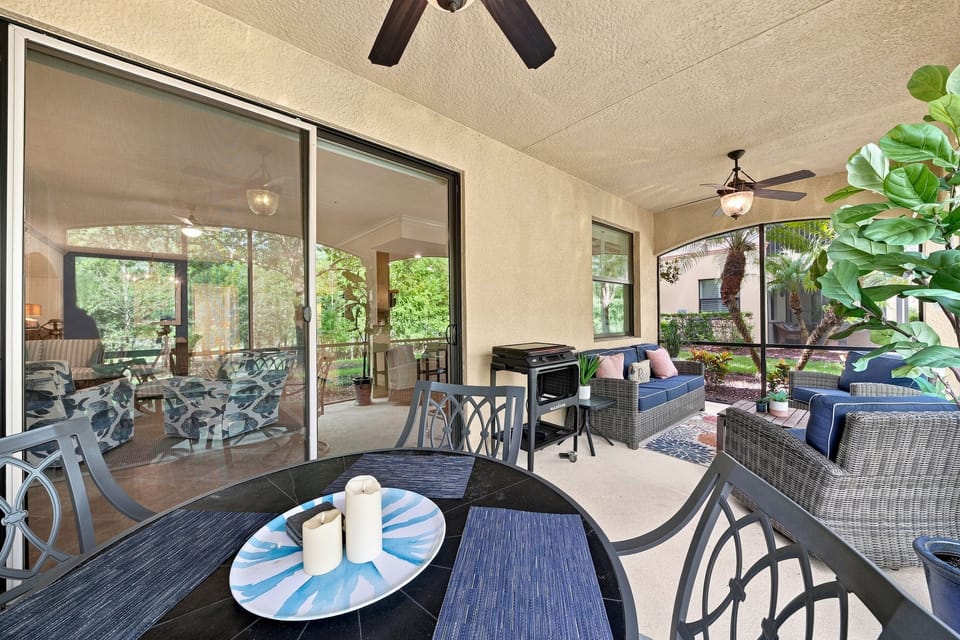 Thoughtfully furnished lanai truly adds to the luxury living experience