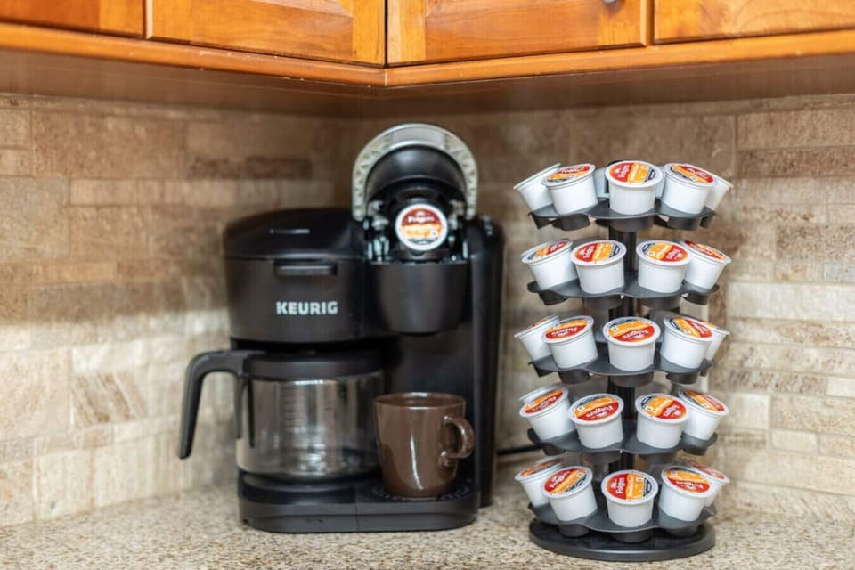 Sip, relax, and enjoy! Keurig K-Duo Essentials with pods provided.