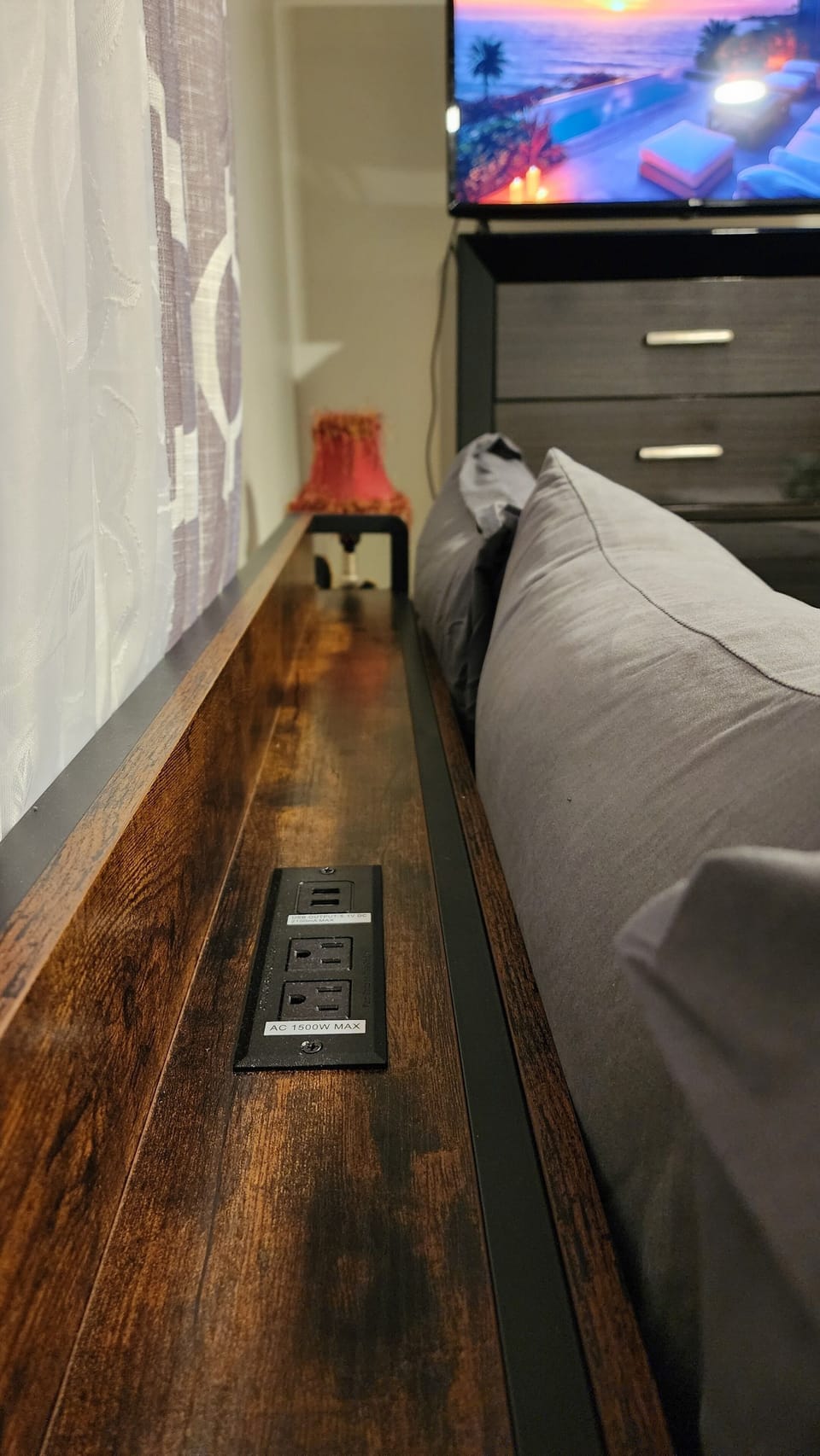 Power access at headboard for charging