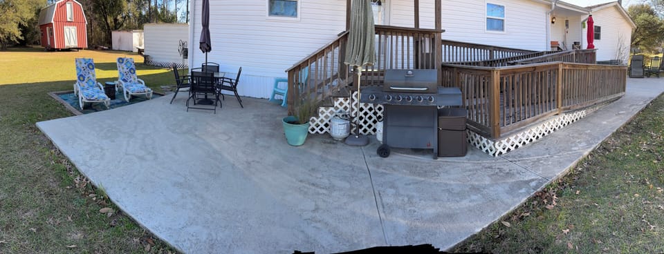 Outside patio and wheel chair ramp
