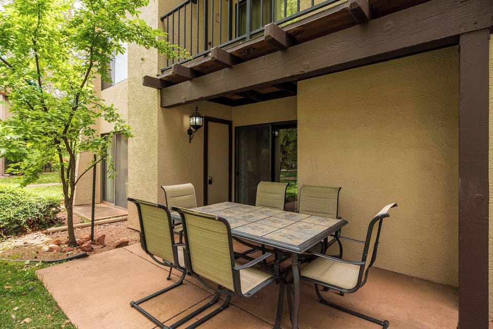 Enjoy outdoor dining on your private patio.