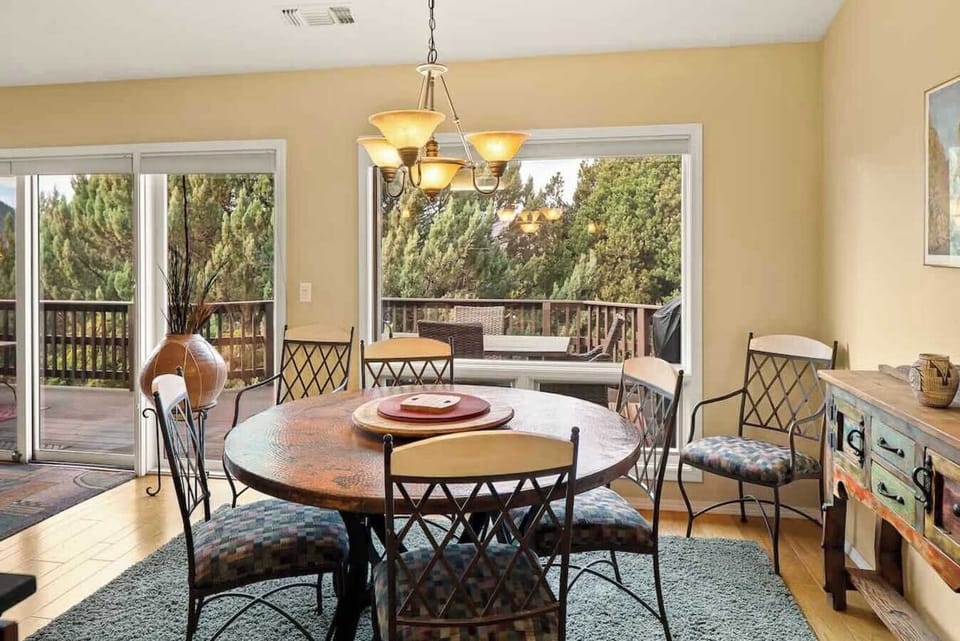 Enjoy your meals with a view from the elegant dining area.