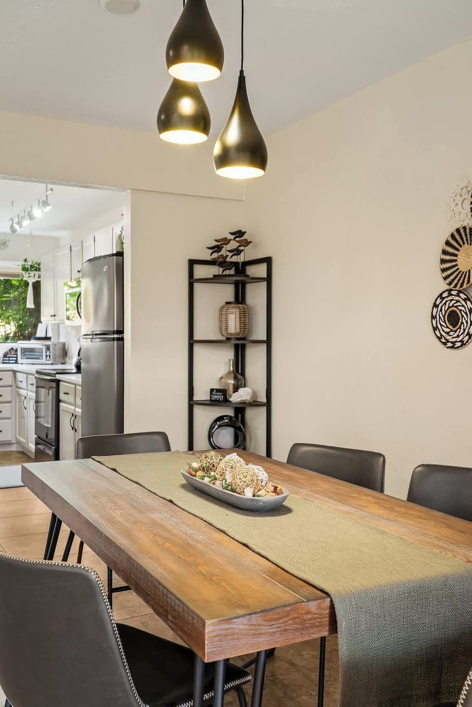 Gather around our rustic dining table!