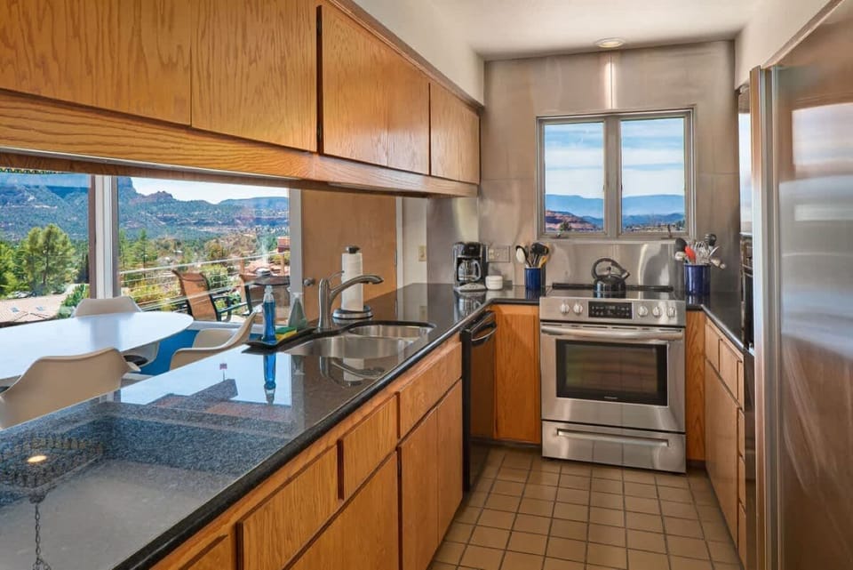 Full kitchen and fully stocked for your stay.