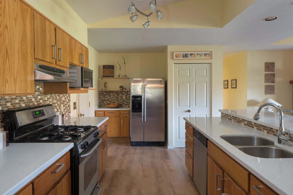 Decently sized kitchen that has everything you need to enjoy your stay.