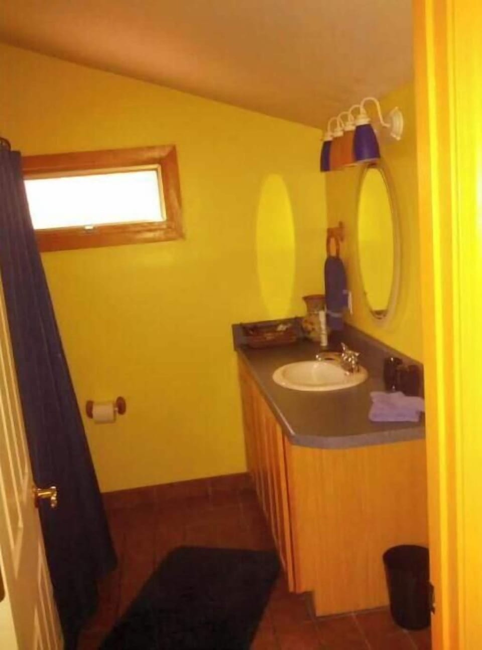 Bright bathroom space.