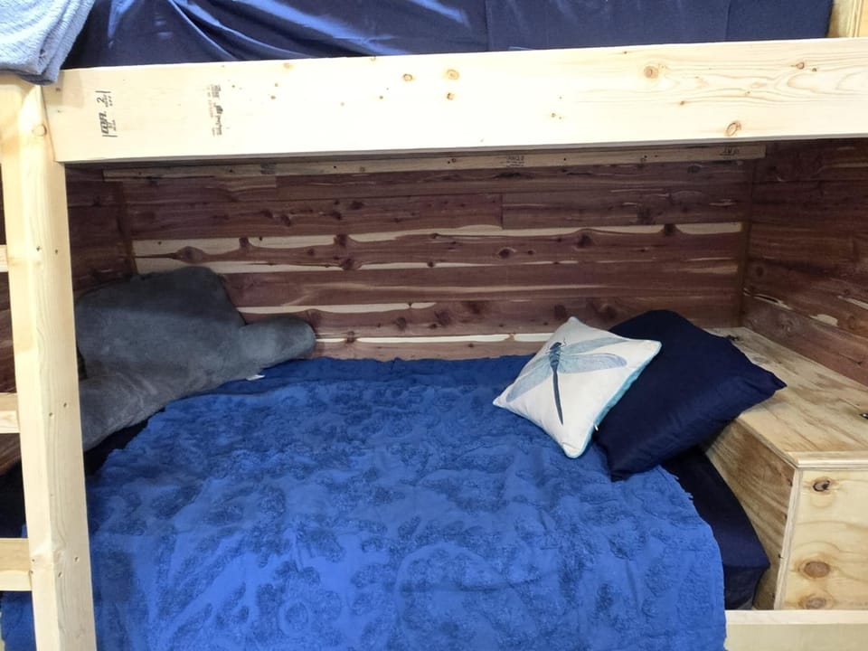 Indoors, Hardwood, Stained Wood, Bed, Furniture