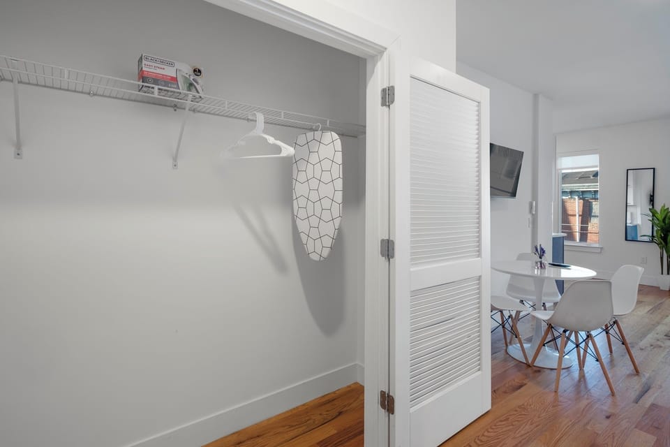 Generous storage closet —plenty of space for luggage, clothing, and personal belongings during your stay.