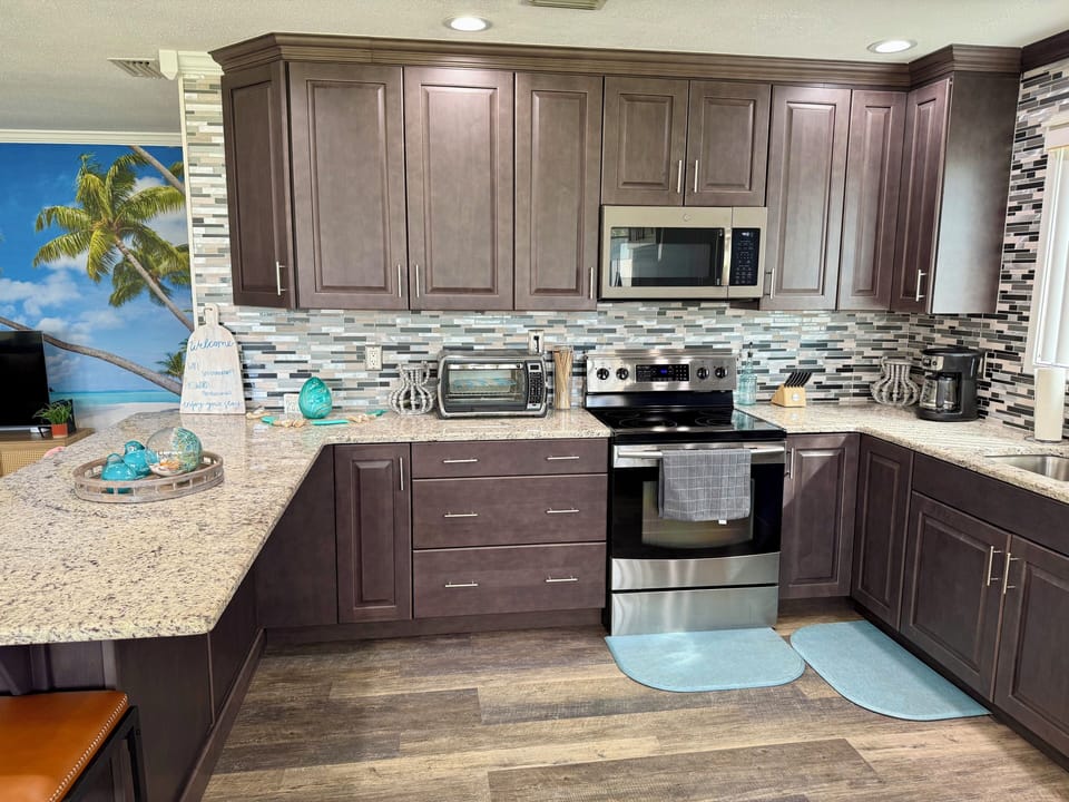 Modern appliances meet coastal charm. Everything you need is at your fingertips.