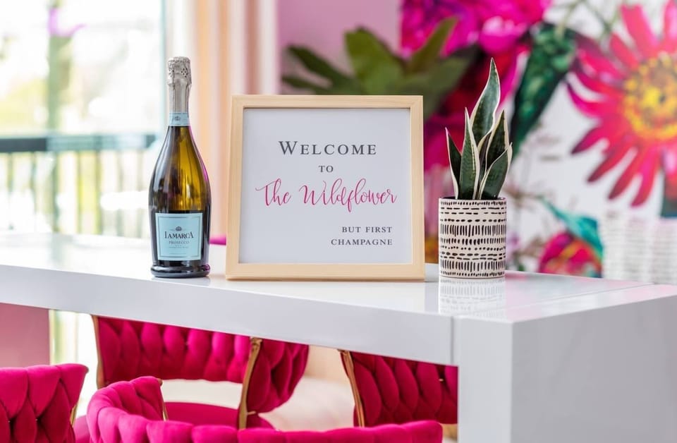 Start your getaway with a bottle of bubbly and a beautifully curated space designed for relaxation.