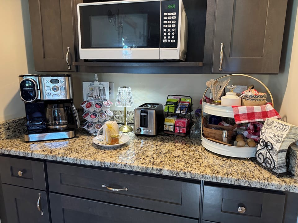 Coffee Bar- has everything you need to make a cup of coffee.