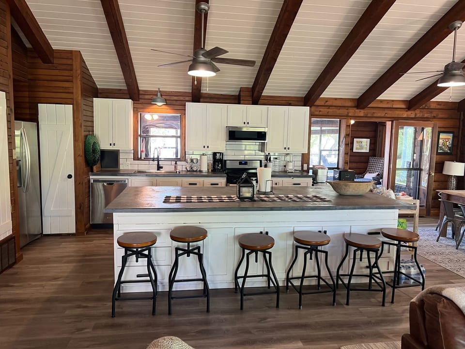 Kitchen with large bar