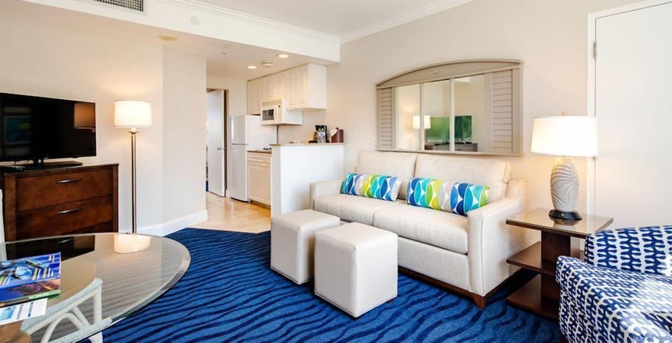 Stretch out on the sofa in a spacious, airy living area.