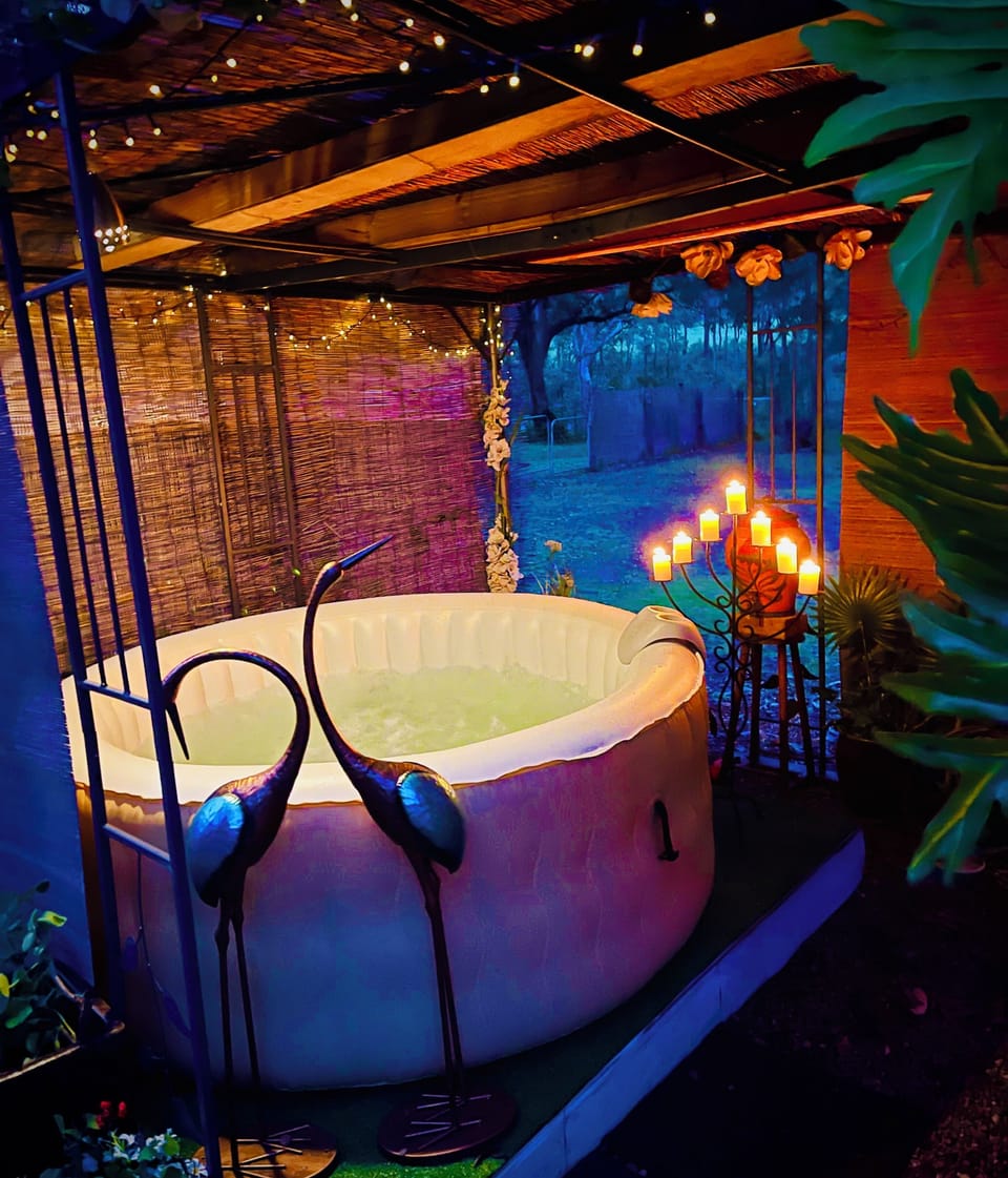 Undercover hot tub is great after a long mountain hike 