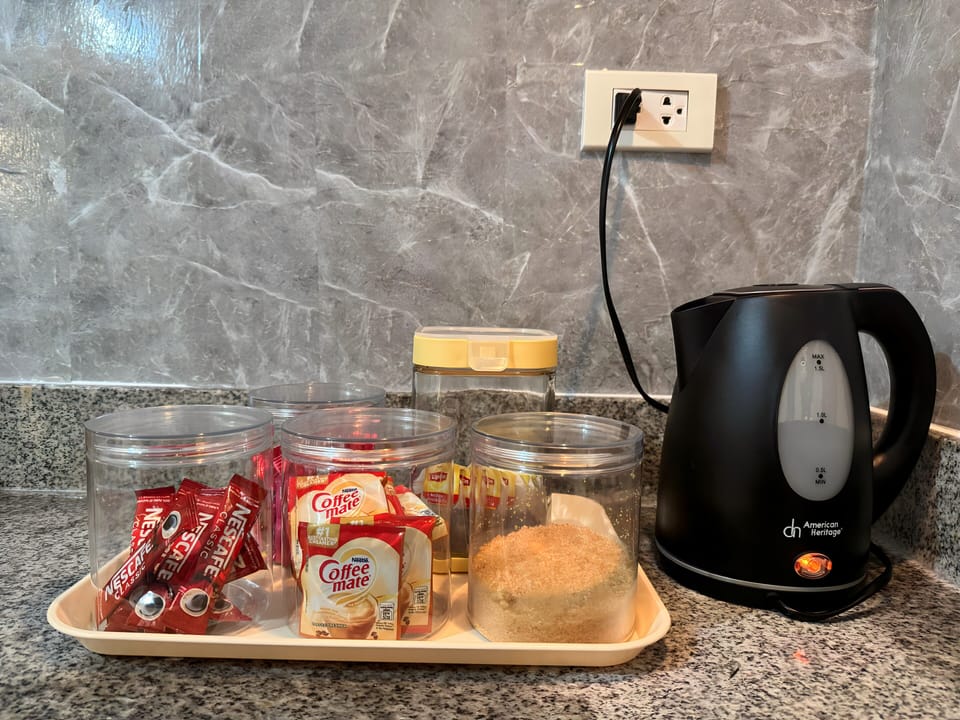 Coffee & tea station.