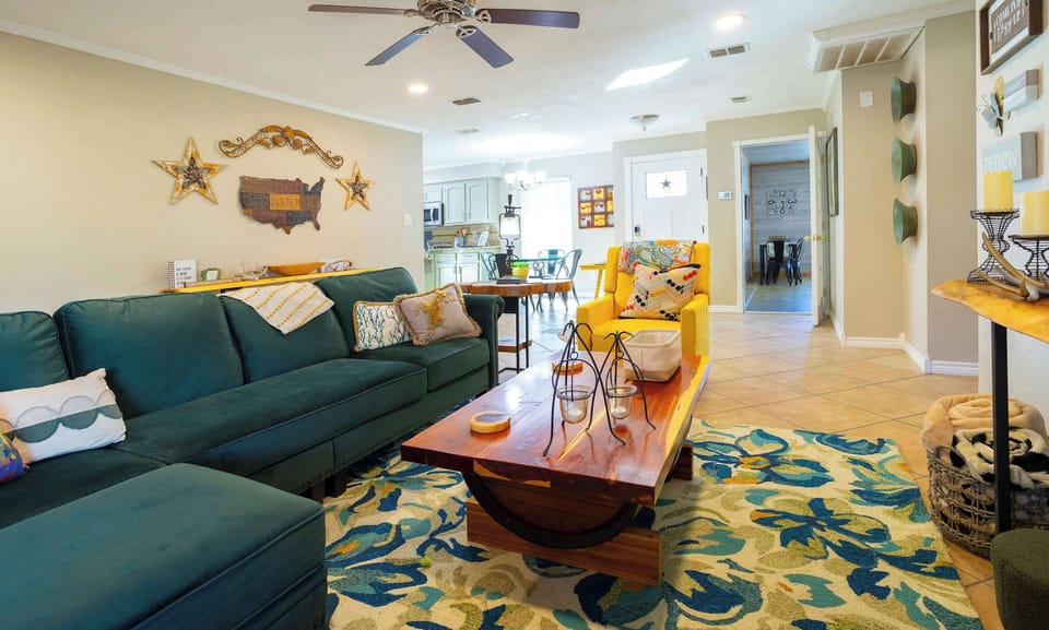 Curl up in the inviting living room & stream your favorites on the smart TV