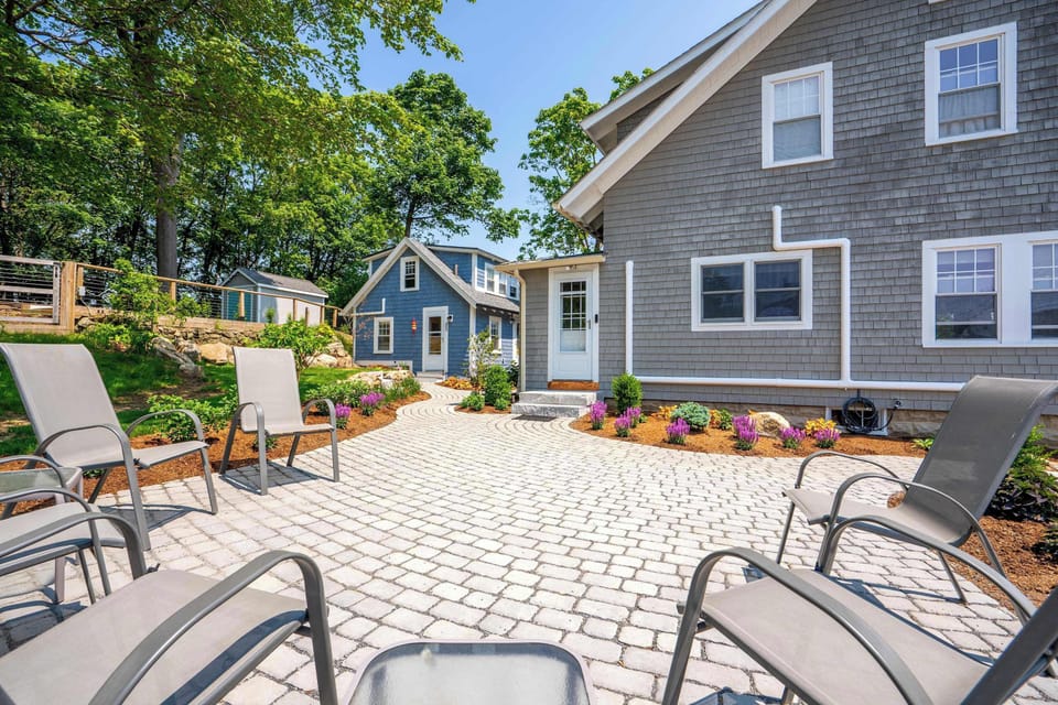 Enjoy the custom landscaping outdoors with the family!