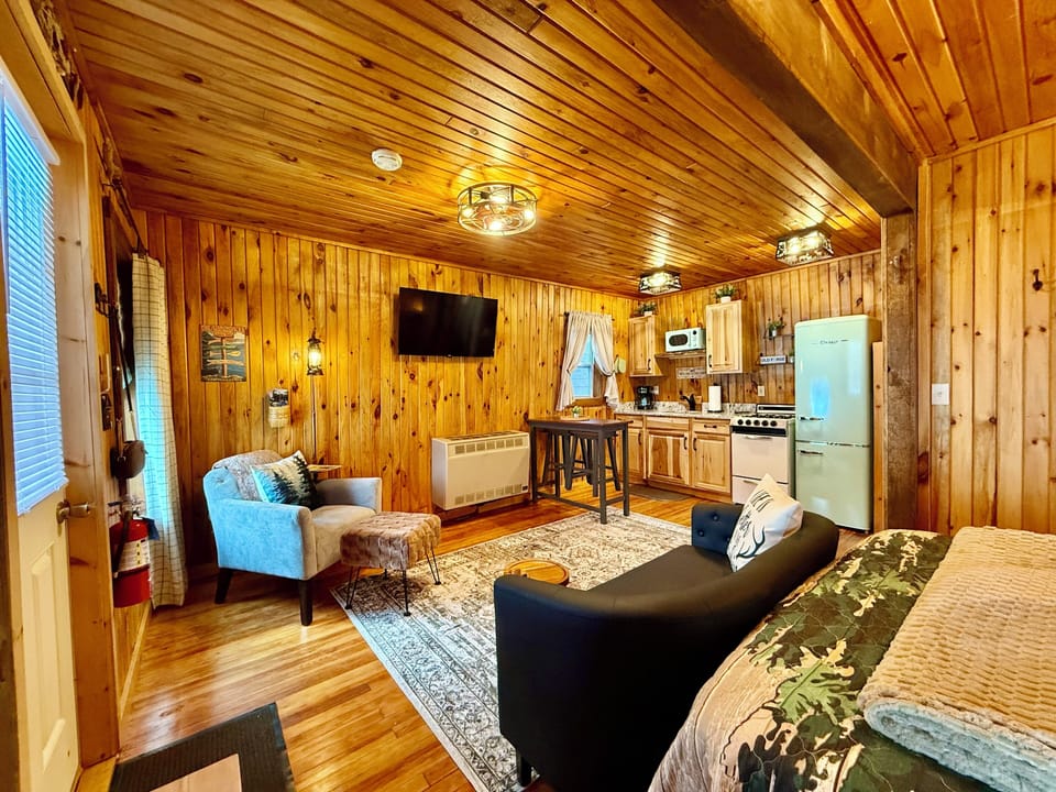 View from the bedroom area into the living room space.