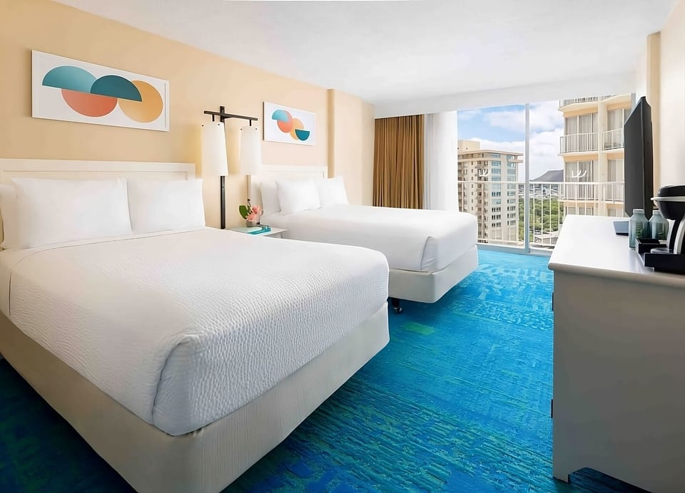 Stretch out in airy comfort with skyline views beyond.