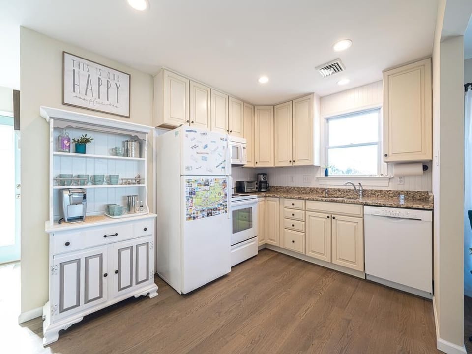 A fully equipped kitchen with ample counter space and storage.
