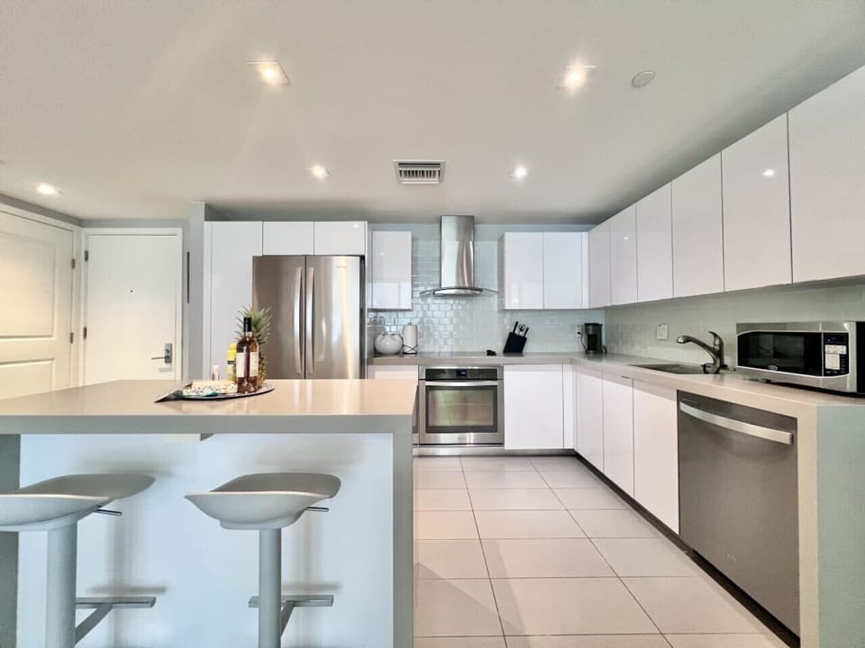 Sleek, modern kitchen with stainless steel appliances