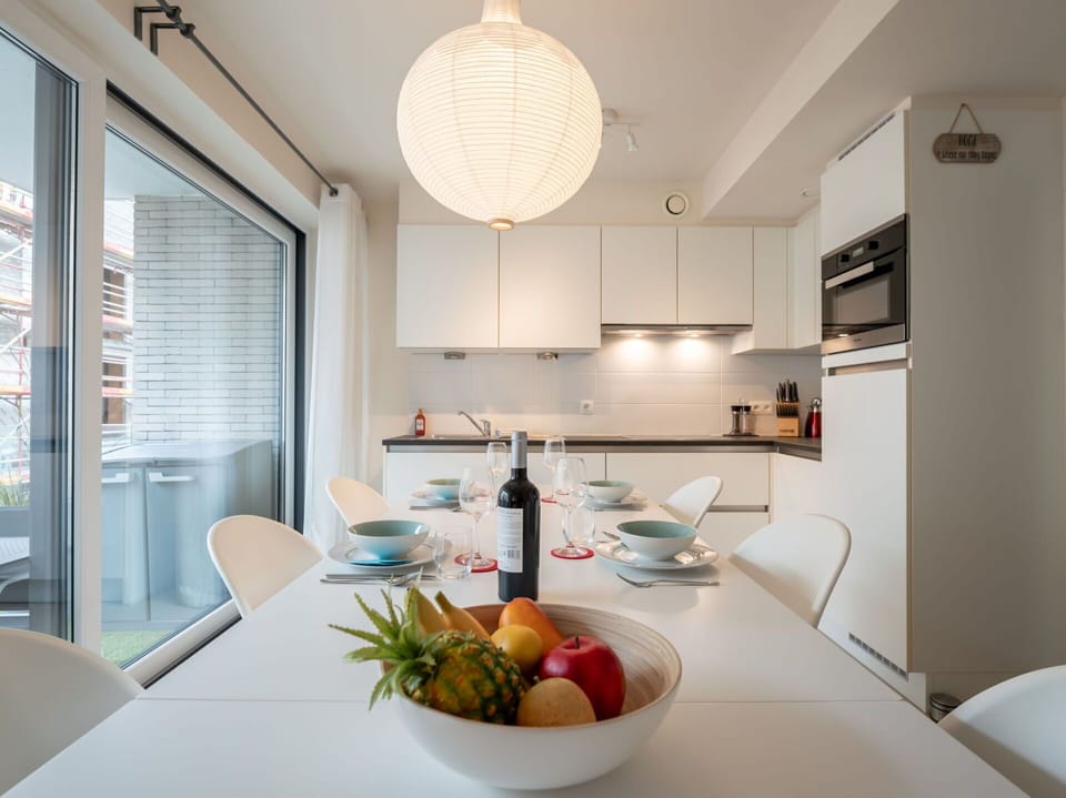 Furniture, Interior Design, Light Fixture, Flooring, Wall, Ceiling, Wood, Kitchen, Floor, Countertop