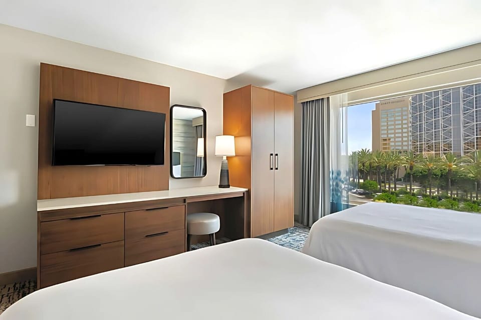 Settle in with streaming, storage, and calming city views.