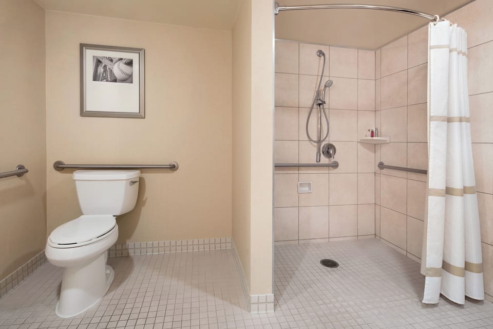 Rinse off in the roomy walk-in shower after adventures.