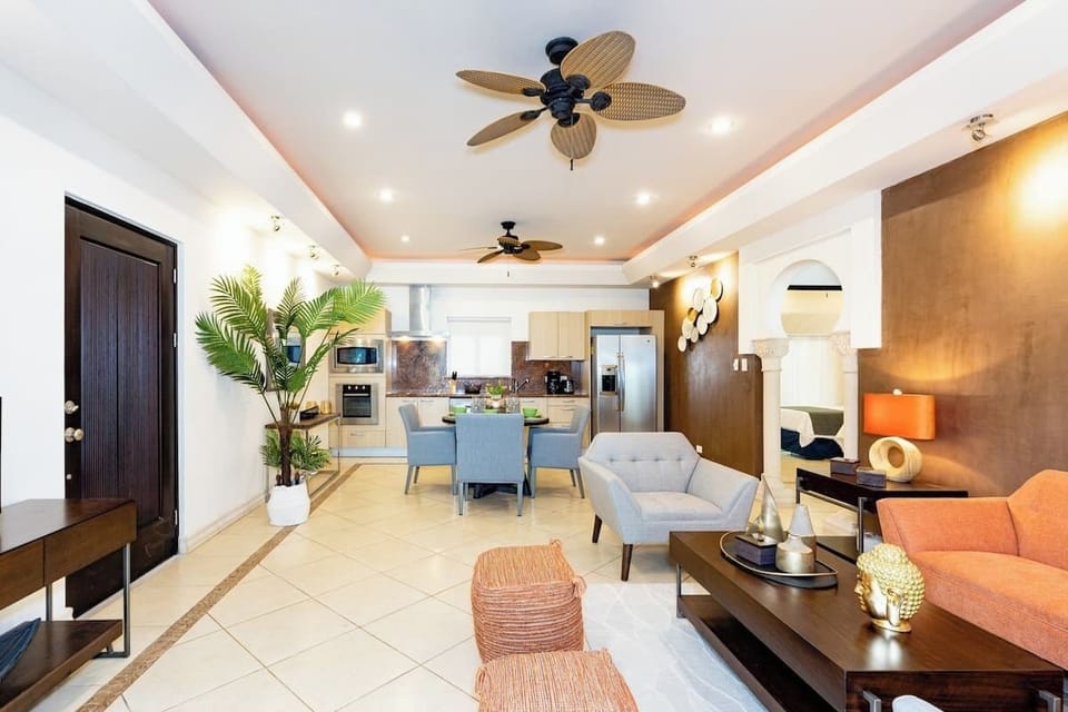 Living room and kitchen.