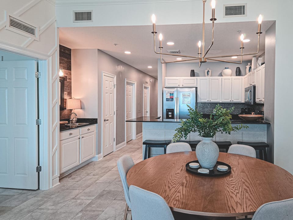 Bright, open kitchen and dining area with modern finishes
