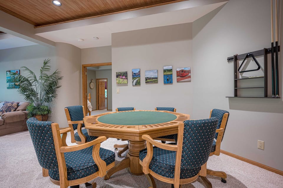 Basement common space, poker table