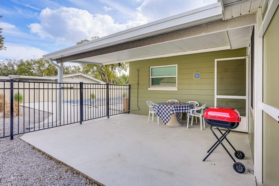 Private Patio | Outdoor Pool | Charcoal Grill | Single-Story Home