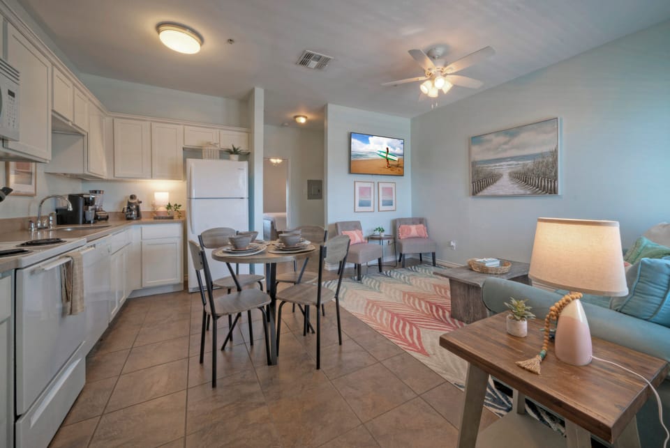 Dining area and kitchen.
