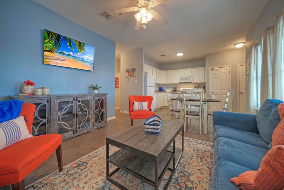 This living room is ready with a stylish sleeper sofa!
