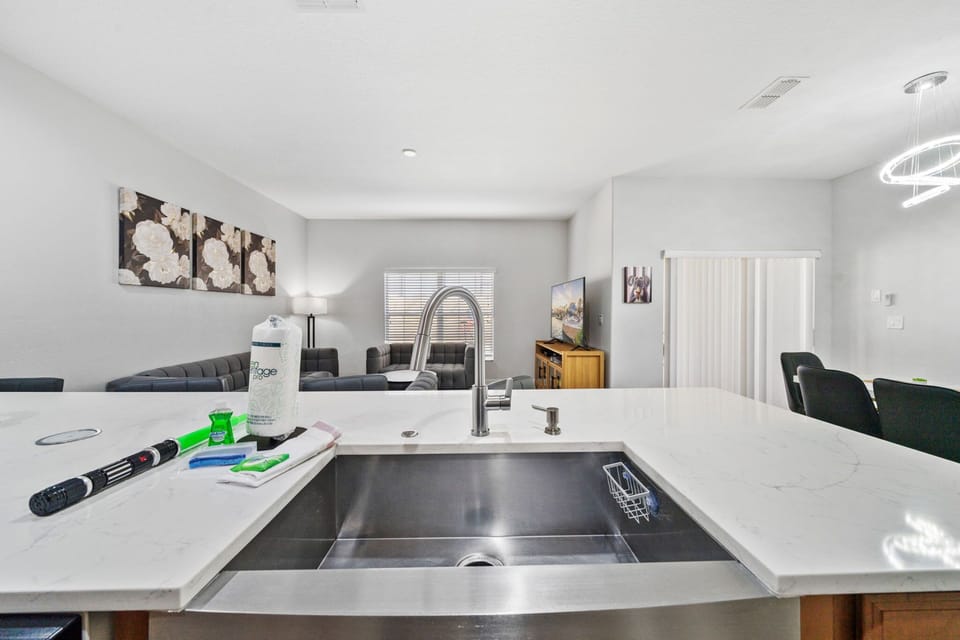 A modern dining area that connects beautifully with the living room 