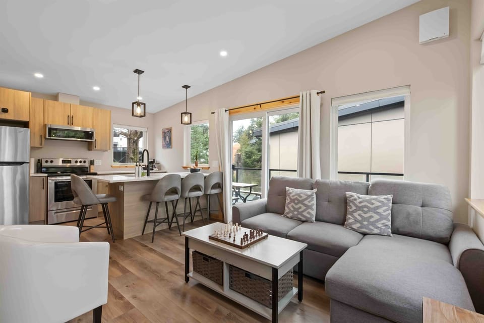 Open concept living and dining area