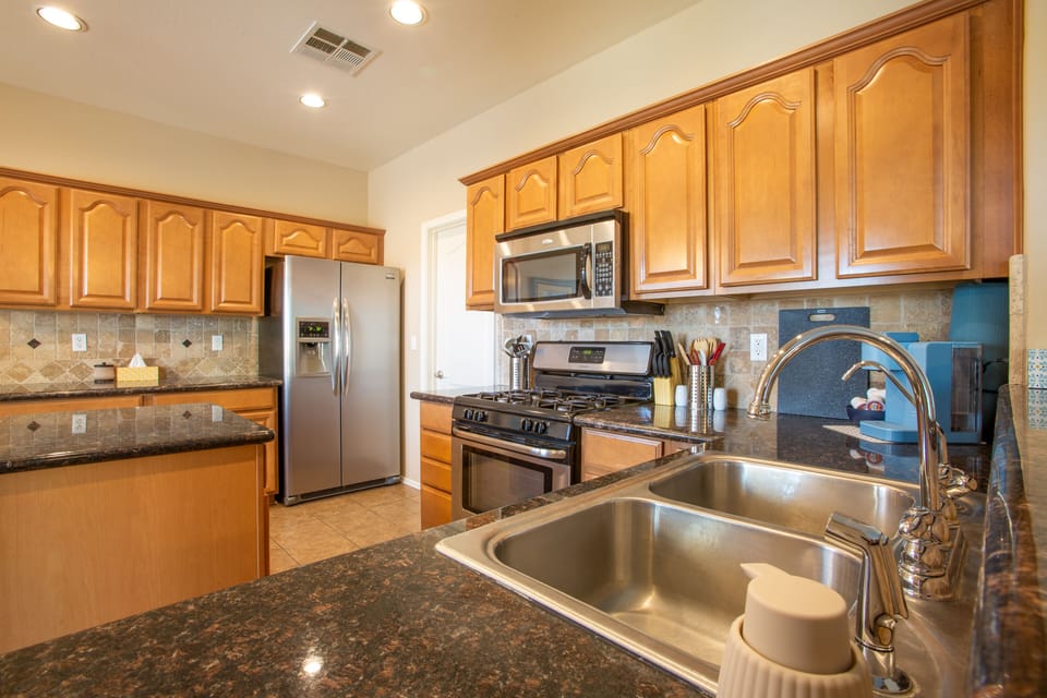 Kitchen has Stainless Steel Appliances and everything for cooking meals