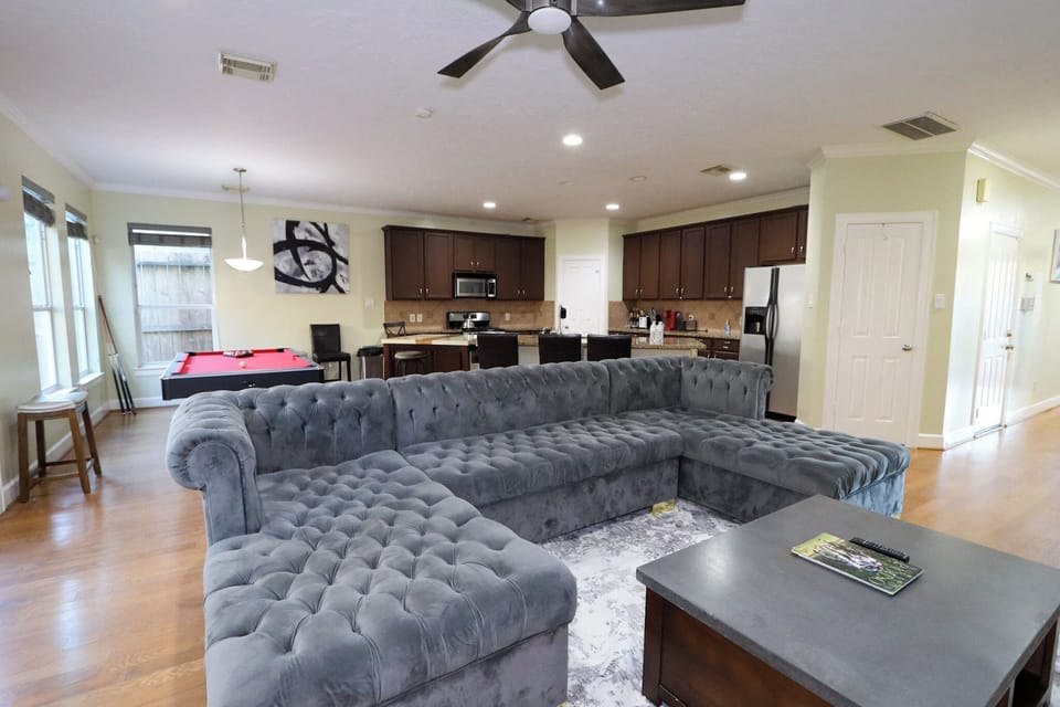 There's more than enough space on the huge sofa.