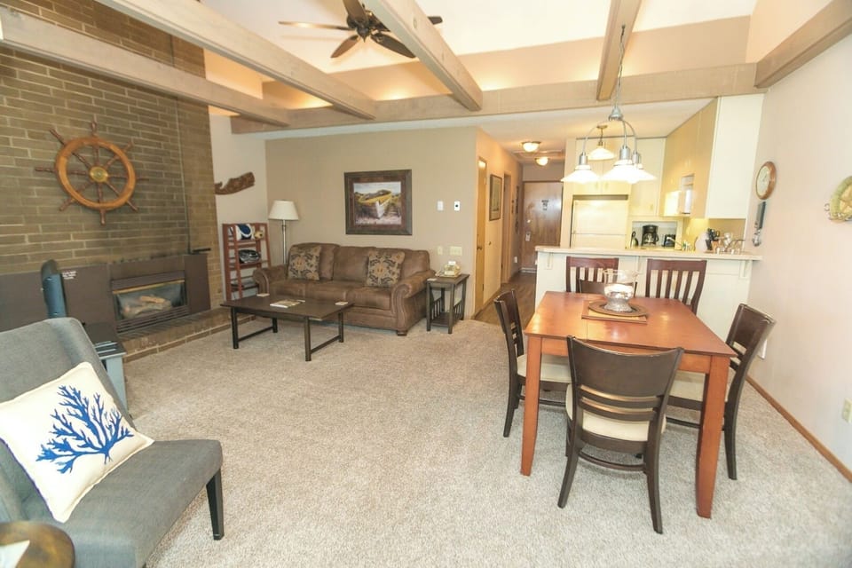 Unwind together in the spacious open-plan living area.