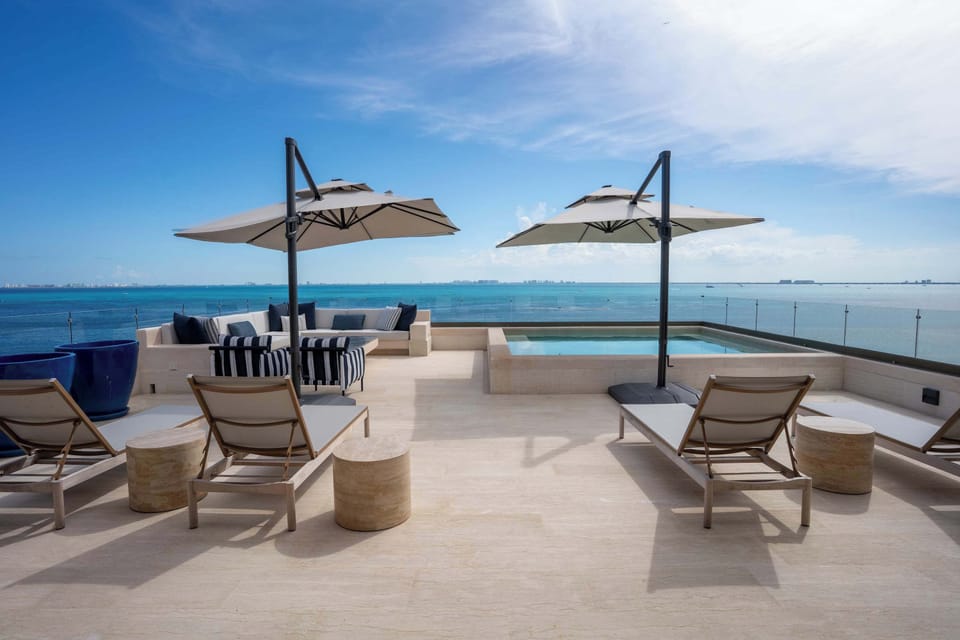 Spacious private rooftop terrace for this honeymoon suite
