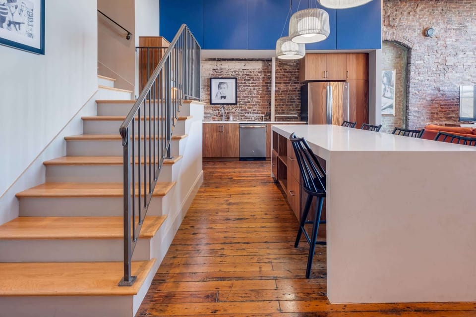 Stairs that lead to the bedroom 