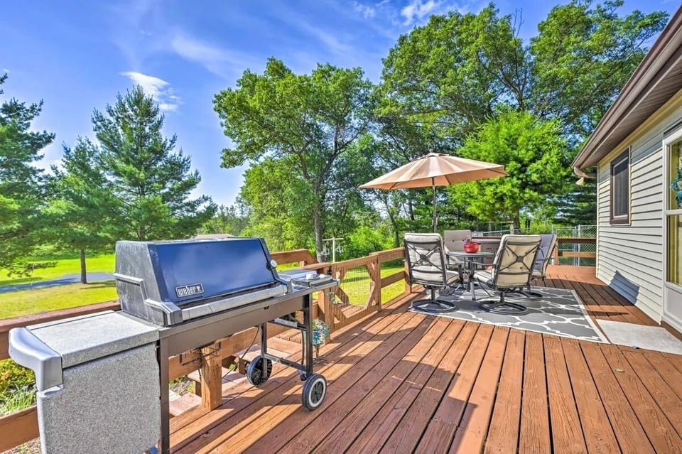 Enjoy the outdoors! Deck with grill, seating, and gas fire table. 