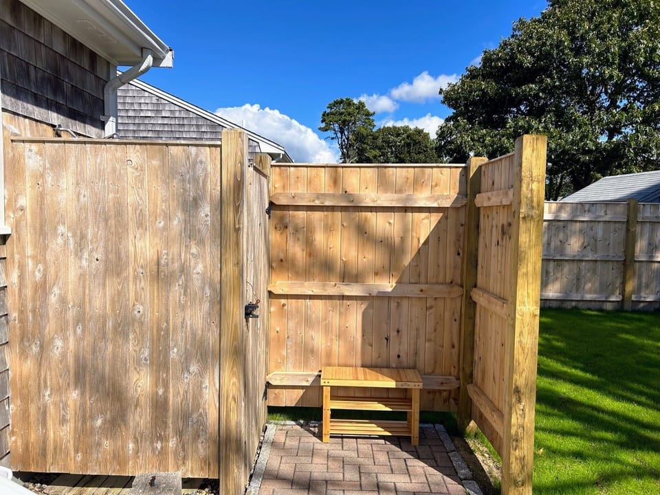 Newly expanded outdoor shower!