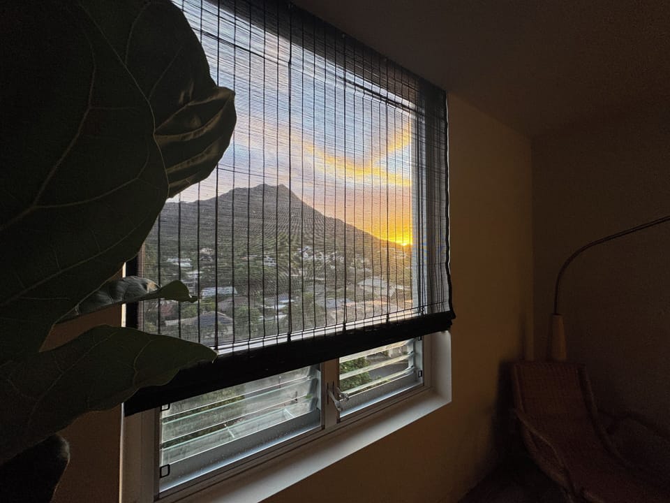 Looking out to Diamond Head from Primary Bedroom