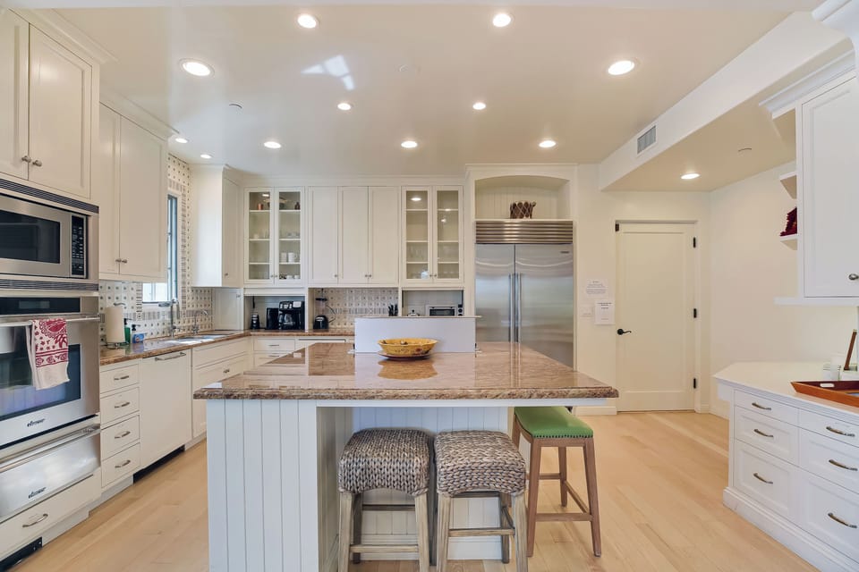 Kitchen is well-stocked with all the basics and more.